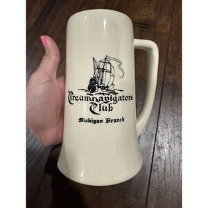 Vintage Mug Stein Circumnavigators Club Michigan Tall Ceramic Sailing Ship